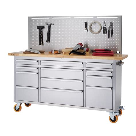 pro stainless steel double stack tool box|TRINITY PRO 72x19 Stainless Steel Rolling Workbench.